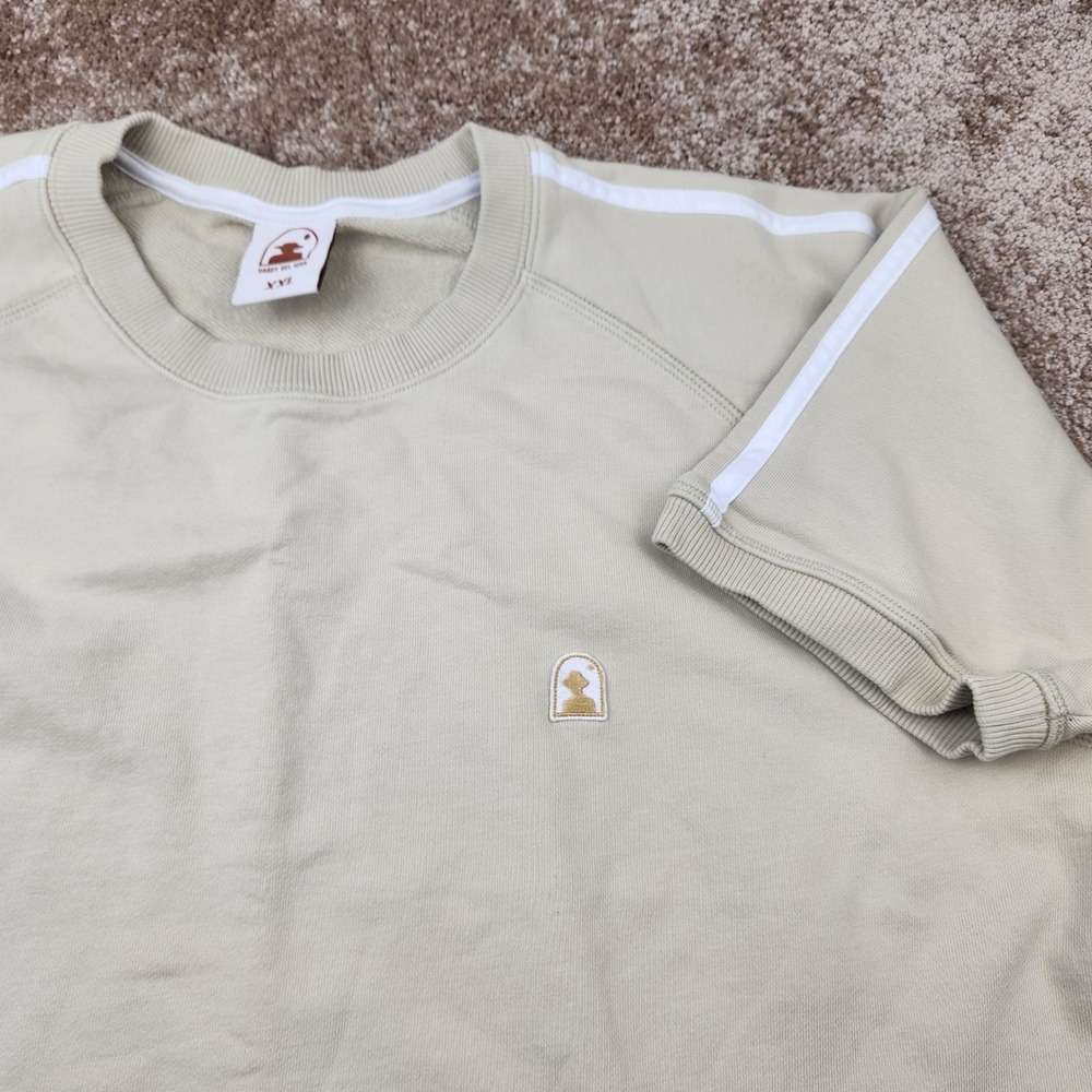 Dandy Del Mar Mens XXL Beige French Terry Short Sleeve Sweatshirt Stripe Raglan